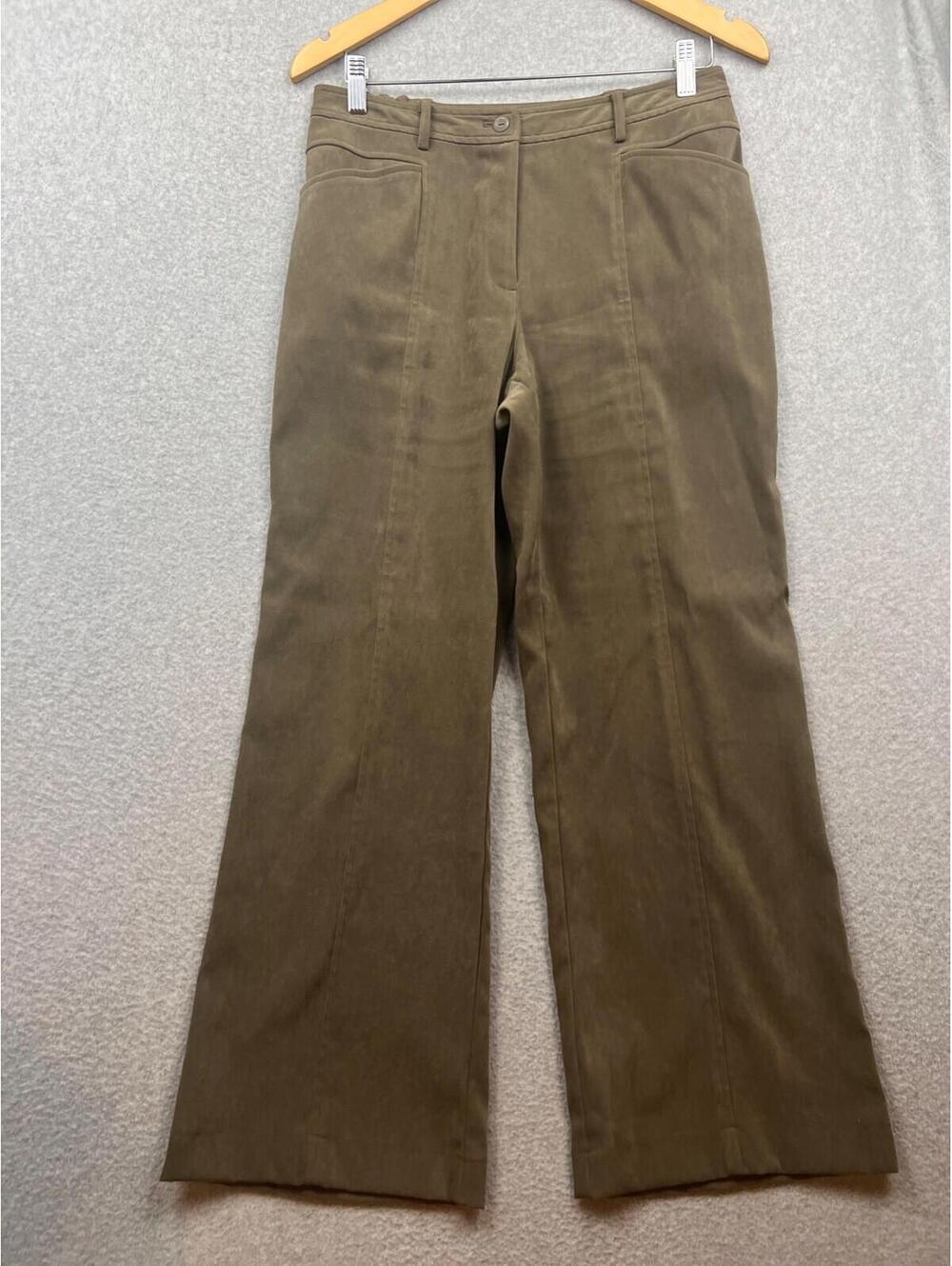 J Jill Wide Leg Faux Suede Pants Womens Size 8 Causal Office Work Brown